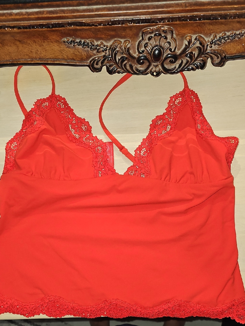 SKIMS Red Lace-Trim Cami